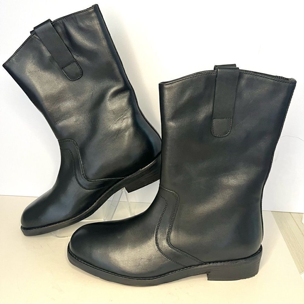 Free‎ People Easton Equestrian Pull On Ankle Boot  Black Leather New in Box 8.5